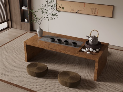 中古风茶台su模型