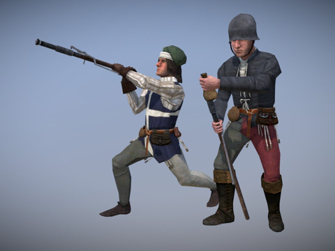  法国民兵火枪手3d模型 