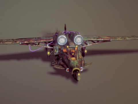  着陆的垃圾飞机3d模型 