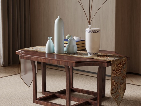  新中式茶几su模型 