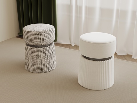  现代沙发凳 布艺换鞋凳3d模型 