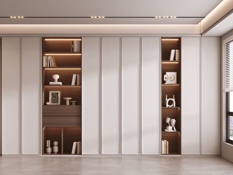  现代书柜 储物柜3d模型 