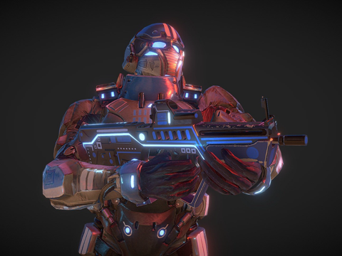  科幻士兵33d模型 