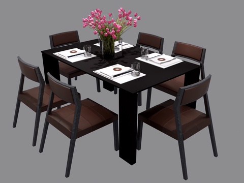  传统中式餐桌椅3d模型 