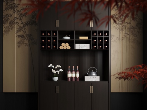  新中式酒柜 餐边柜3d模型 