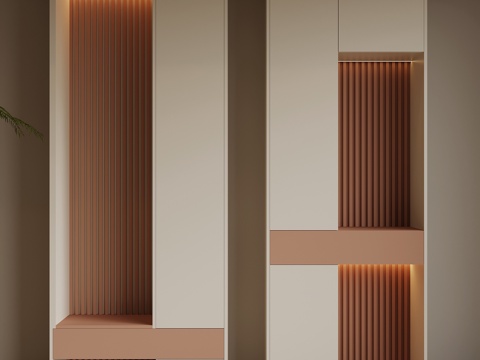  现代奶油风鞋柜3d模型 