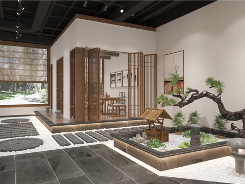 高端茶楼会所 最新全套施工图 效果图合集cad施工图