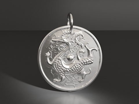  复古麒麟吊坠3d模型 