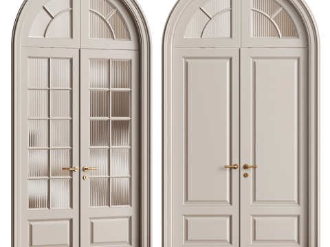  拱形经典门 - 室内门281 - 玻璃门3d模型 