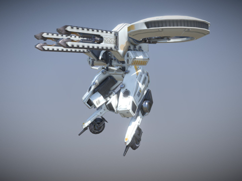  科幻机甲轨道炮动画3d模型 