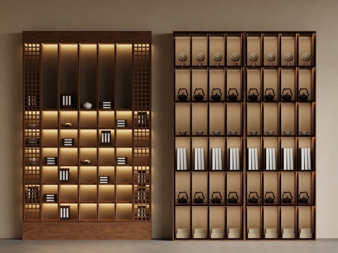  新中式茶柜su模型 