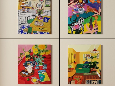  马蒂斯风格，儿童，挂画3d模型 