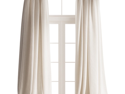  系带式垂坠半透明窗帘3d模型 