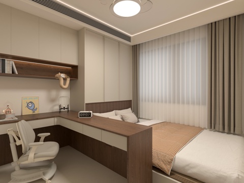  奶油风榻榻米3d模型 