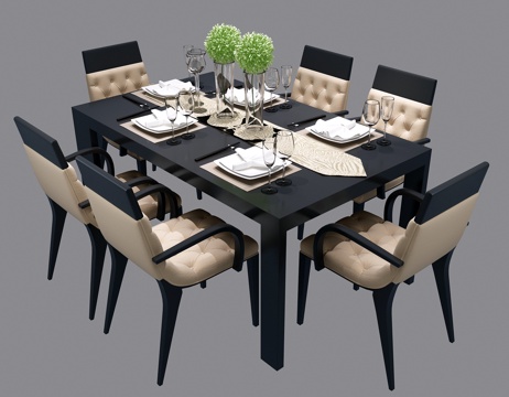  现代餐桌椅3d模型 