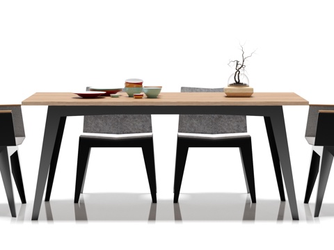  北欧餐桌椅子摆件组合3d模型 