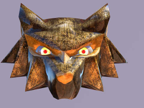  低多边形狼头013d模型 