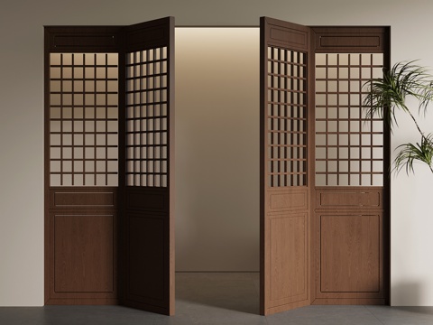 中古风折叠门su模型