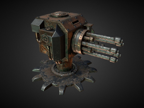  蒸汽朋克加特林炮塔3d模型 