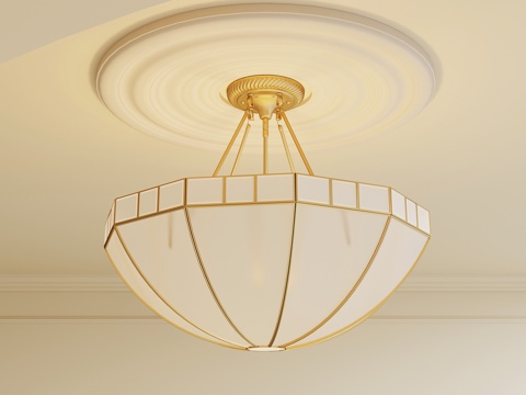  美式金属吊灯3d模型 