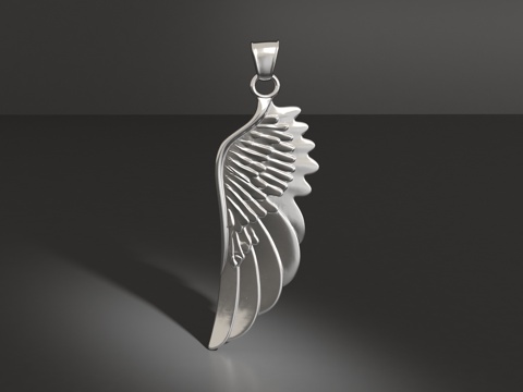  单只翅膀吊坠3d模型 