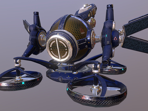  科幻太阳能无人机3d模型 