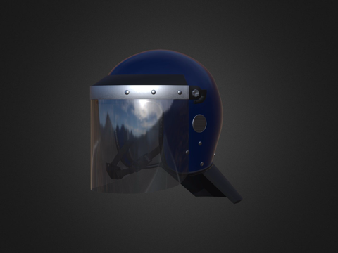  带玻璃面罩的防暴警察头盔3d模型 