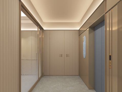  现代酒店电梯厅走廊过道汉庭3d模型 