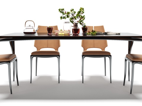  现代简约餐桌椅子 摆件组合3d模型 