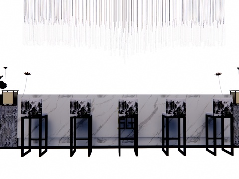  前台接待 前台 接待 工位su模型 