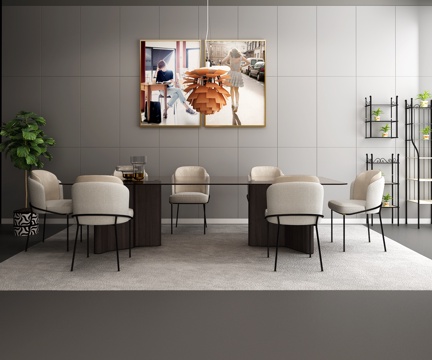  现代餐桌椅 挂画3d模型 