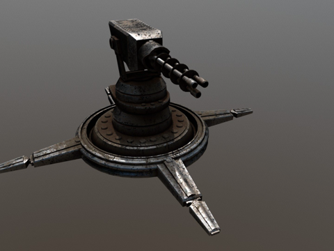  老旧生锈炮塔3d模型 