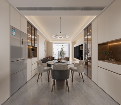  现代轻奢餐厅3d模型 