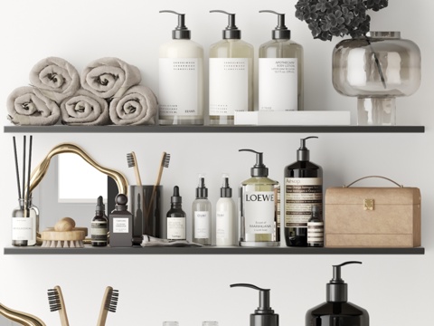  化妆品与浴室装饰架 - 33d模型 