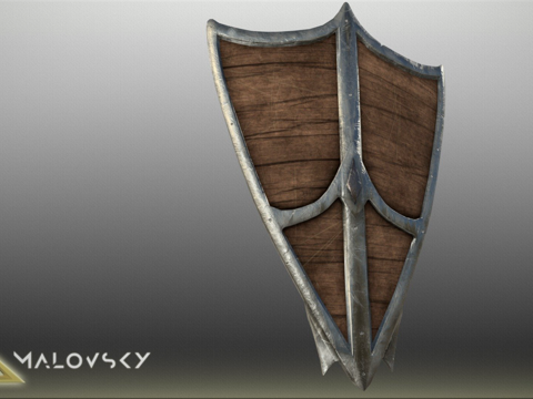  坚固木盾3d模型 