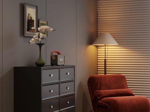  现代边柜3d模型 