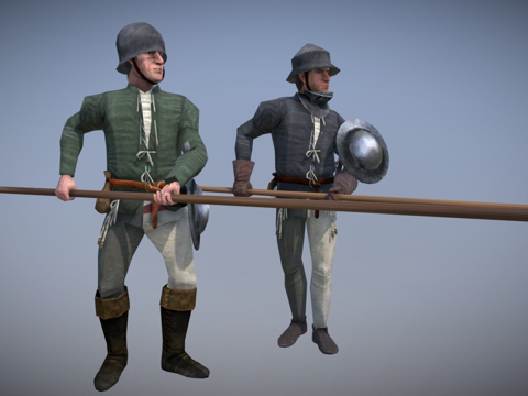  法国民兵长矛兵3d模型 