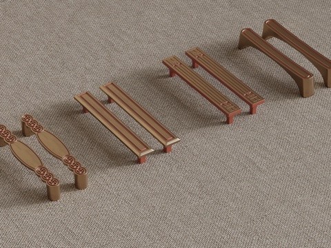  新中式拉手 门把手3d模型 