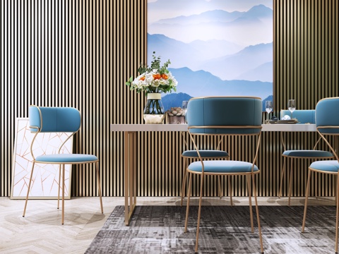  现代餐桌椅组合3d模型 