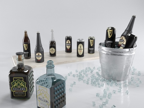  冰桶啤酒3d模型 