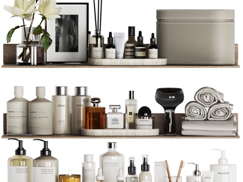  化妆品与浴室装饰架 - 103d模型 