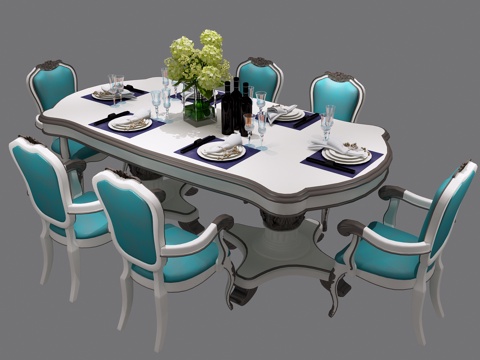  经典欧式餐桌椅3d模型 