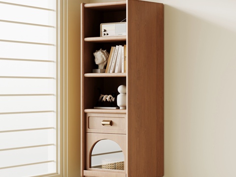  现代中古高柜 边柜 斗柜3d模型 