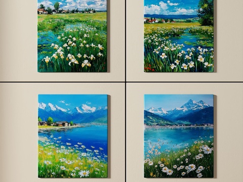  印象派，油画，组合画3d模型 