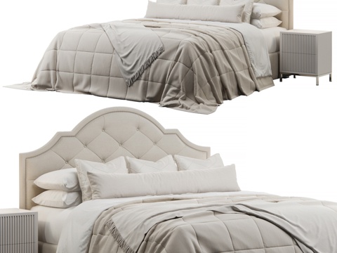  博内特软包床头板床3d模型 