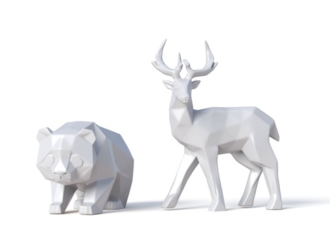  现代雕塑 景观雕塑 熊雕塑 鹿雕塑 雕塑摆件 金属雕塑摆件3d模型 