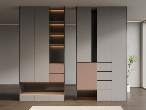  意式鞋柜su模型 