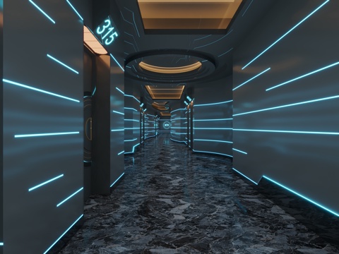  KTV过道科技感KTV过道3d模型 