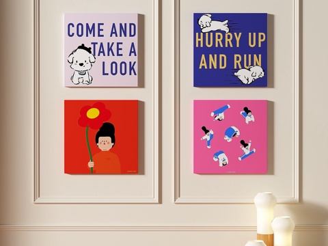  现代，儿童，简约，组合，装饰画3d模型 