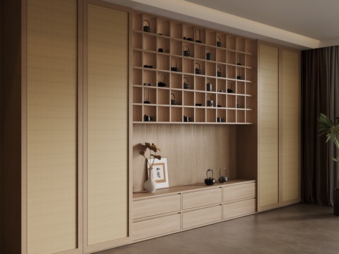  侘寂风茶柜3d模型 